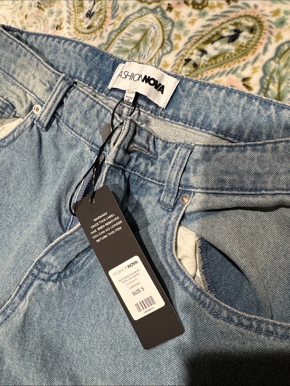 Fashion Nova Light Blue Tiered Denim Maxi Skirt-Style Jeans - Picture 3 of 3